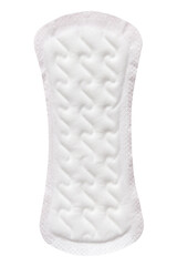 Feminine sanitary pad pattern isolated on white background. Hygiene care during critical days, caring for women's health. Daily and monthly protection. Copy space. Menstrual cycle. © Olena Svechkova