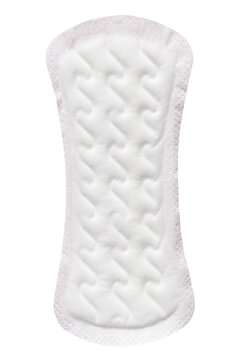 Feminine sanitary pad pattern isolated on white background. Hygiene care during critical days, caring for women's health. Daily and monthly protection. Copy space. Menstrual cycle.