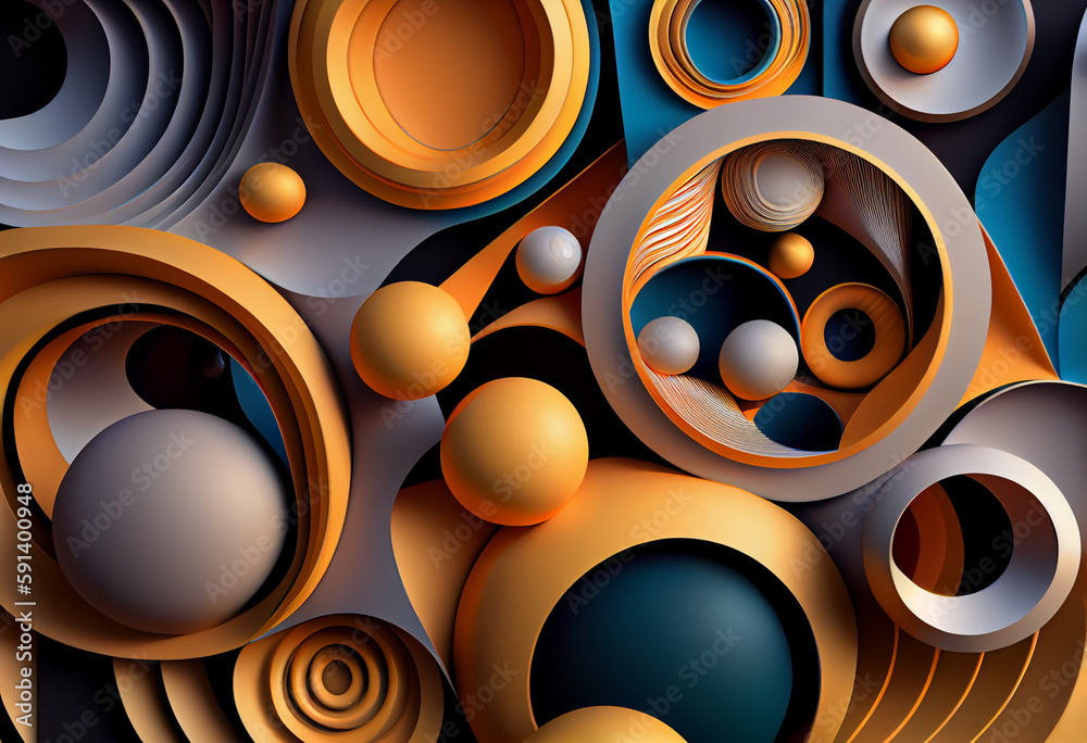Poster abstract background with lines and movement. Generative AI technology.	
