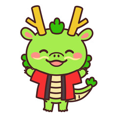 はっぴを着ている辰のかわいいキャラクター　イラスト素材