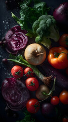 Fototapeta na wymiar fruits and vegetables on black background