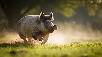 Berkshire Pig in Action