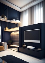 luxury dark home interior with generative AI