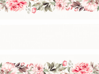 Floral frame with spring lovely flowers, in the style of soft and dreamy, subtle use of color, colorful arrangements, Watercolor flowers border with copy space on white background, Generative AI