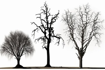 three barren trees with no leaves. Generative AI