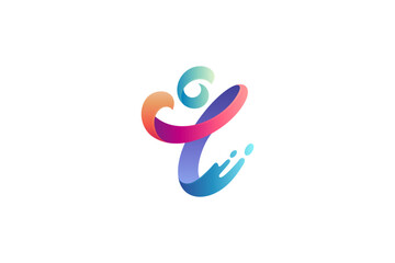 Abstract people logo in multiple color with wave splash effect