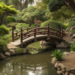Fototapeta na wymiar Japanese garden bridge