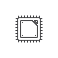 Computer microchip line icon