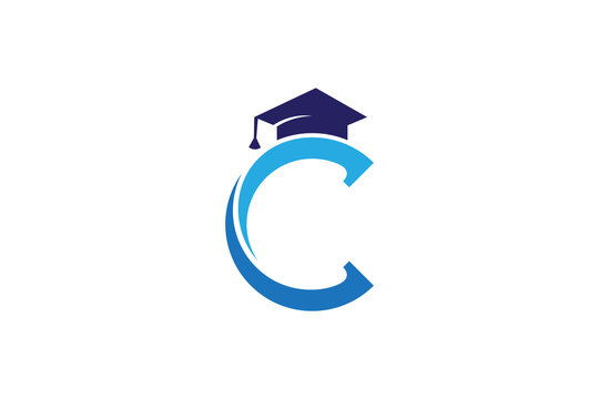 Letter C logo with toga hat or graduation cap