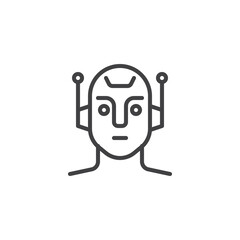 Humanoid robot line icon