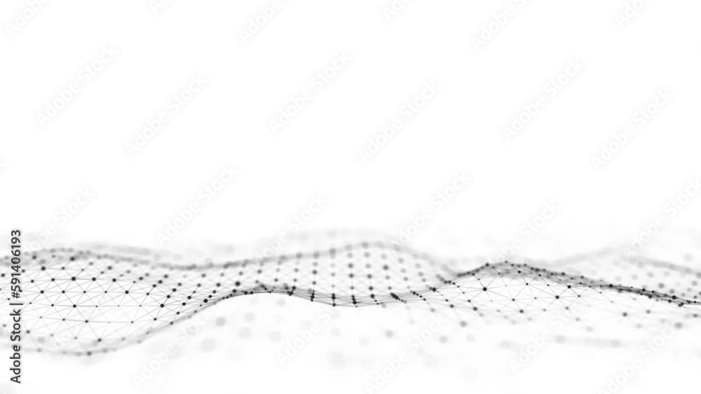 Fototapete Dynamic wave with connected dots and lines on a white background. Digital wave background concept. Abstract technology background. Big data visualization. 3D rendering.