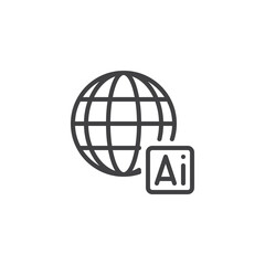 Global ai line icon