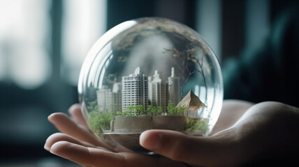 Green energy, sustainable industry. Environmental, Social, and Corporate Governance concept. Generative AI