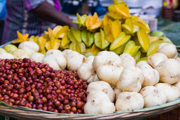 Shank aloo or jicama or sweet turnips are kept with Indian jujube or ber or topa kul in their ripe...