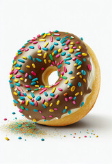 Appetizing donut on white background. AI genarated