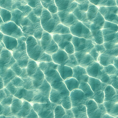 Seamless texture of ocean waves. Blue, transparent sea surface with waves. Aesthetic, abstract background for design, advertising, 3D. Empty space for inscriptions.