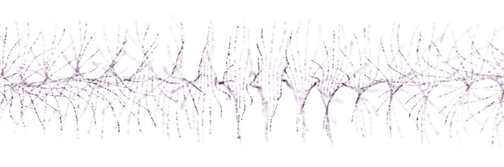 Futuristic dynamic swirling digital wave on white background. Abstract nanotechnology flow. Science background concept. 3D rendering.