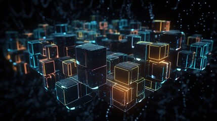 3D rendering of abstract digital technology background. Big data connection concept.Generative Ai