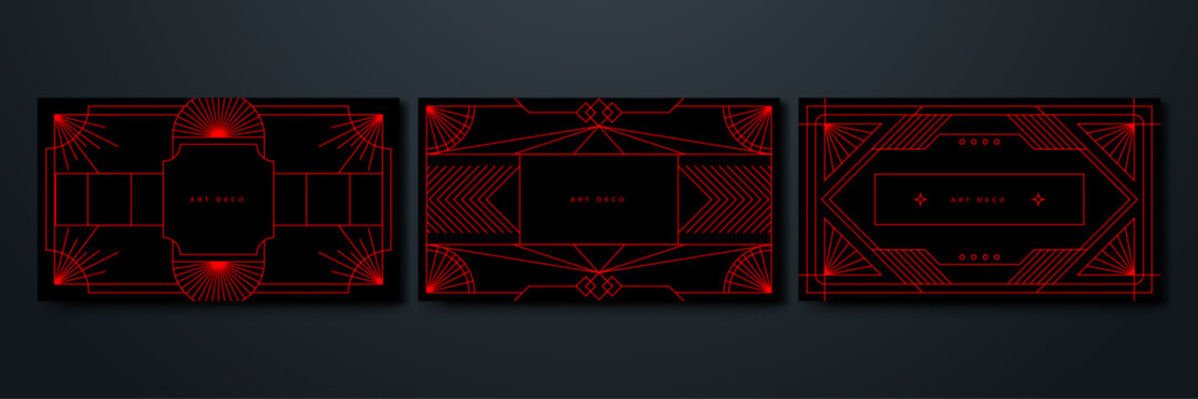 Set of Flat art decoration vector black and red design background