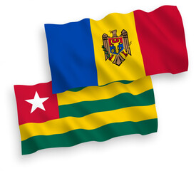 Flags of Togolese Republic and Moldova on a white background