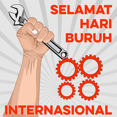 Hand And Toll_Happy Labor Day Vector Image And Illustration