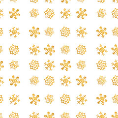Seamless Pattern Gold Snowflakes Winter Transparent Background