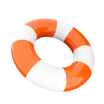 3d rendering rescue life belt icon. 3d render classic life buoy in white and brown icon. Belt.