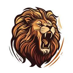 Lion head logo design. Abstract colorful lion head. Evil face of a lion. Vector illustration