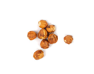 Nut Kernels, Hazelnuts Pile Isolated, Healthy Organic Nuts Group, Nut Kernels on White