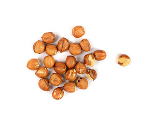 Nut Kernels, Hazelnuts Pile Isolated, Healthy Organic Nuts Group, Nut Kernels on White