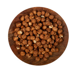 Nut Kernels, Hazelnuts Pile on Plate Isolated, Healthy Organic Nuts Group, Nut Kernels on White