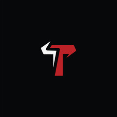 letter t with flash icon simple logo design