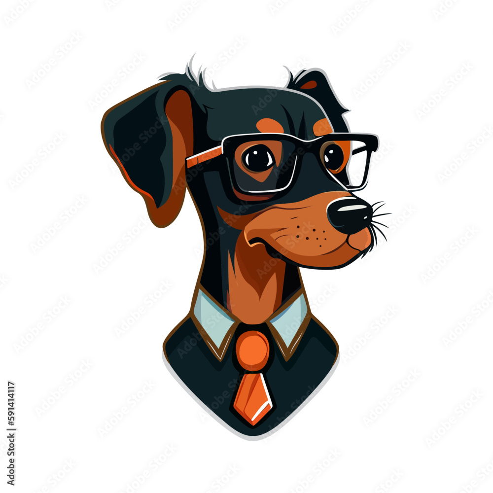 Wall mural dog head logo design. abstract colorful dog head. smart dog in glasses. vector illustration