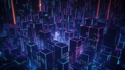 3D rendering of abstract digital technology background. Big data connection concept.Generative Ai