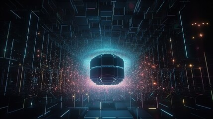 3D rendering of abstract digital technology background. Big data connection concept.Generative Ai