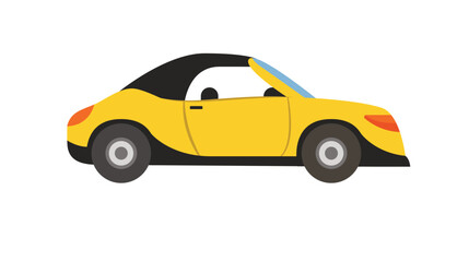 Obraz na płótnie Canvas Concept Car. This is a flat, web-style cartoon illustration of a yellow car on a white background. The concept of this illustration is a cute, cheerful car. Vector illustration.