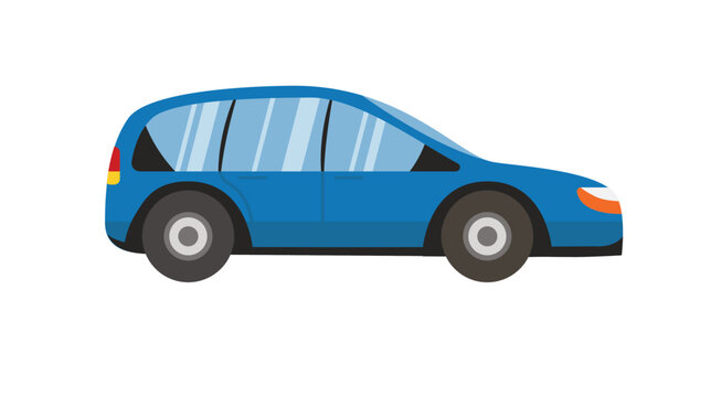 Concept Car. This is a flat, web-ready cartoon illustration of a blue car. It is designed as a concept image, and the blue color adds a pop of vibrancy to the picture. Vector illustration.