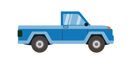 Concept Car. This is a flat vector cartoon concept illustration of a blue car on a white background, commonly used in web design. Vector illustration.