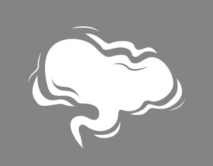 Concept Smoke effect. This vector illustration is a minimalist and modern flat design of a white smoke cloud on a grey background. Vector illustration.