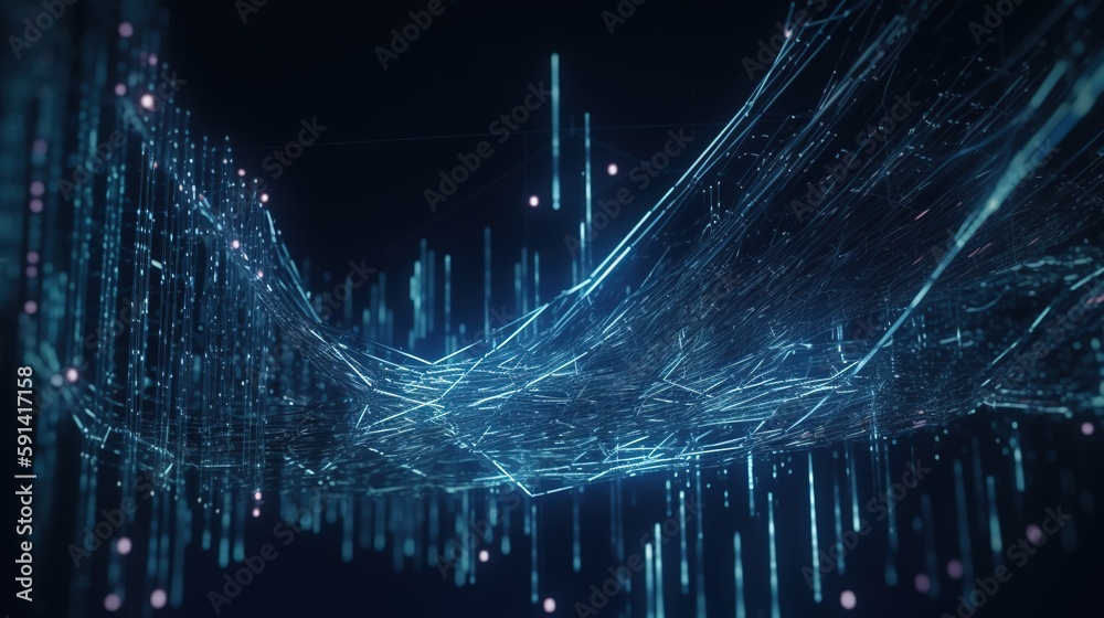 Wall mural 3d rendering of abstract technology concept. digital data transfer and communication.generative ai