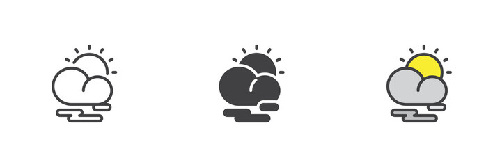 Cloud and sun different style icon set