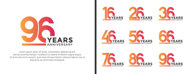 set of anniversary logo style orange color on white background for celebration