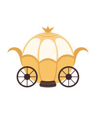 Concept Cartoon medieval fairy tale brougham. This flat vector design is a fairy tale-inspired illustration featuring a brougham on a white background. Vector illustration.