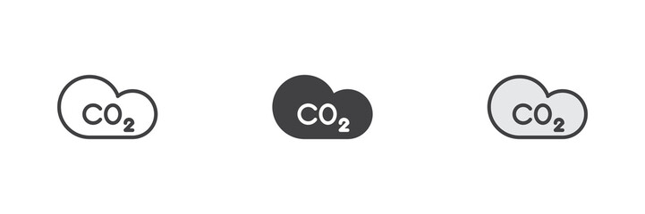 CO2 cloud different style icon set