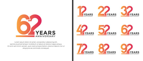 set of anniversary logo style orange color on white background for celebration