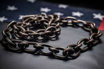 The chain as a symbol of freedom day celebrating the abolition of slavery. With Generative AI tehnology
