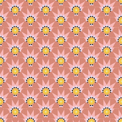 Abstract Art Deco Geometric Sun Shape Seamless Vector Pattern Spark Icon Trendy Fashion Colors Retro Concept Design