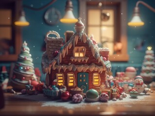 Merry christmas and happy new year. christmas winter background. holiday season. Fairy magical atmosphere. cartoon style. generative ai
