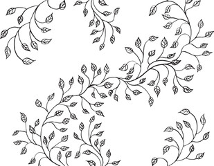 手描きのやわらかい曲線の植物