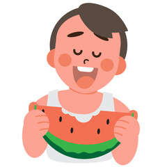 Eat watermelon in summer 